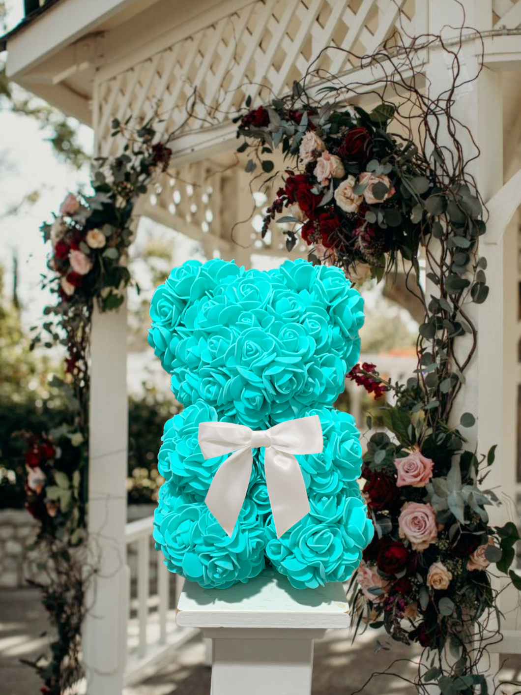 Turquoise Rose Teddy Bear