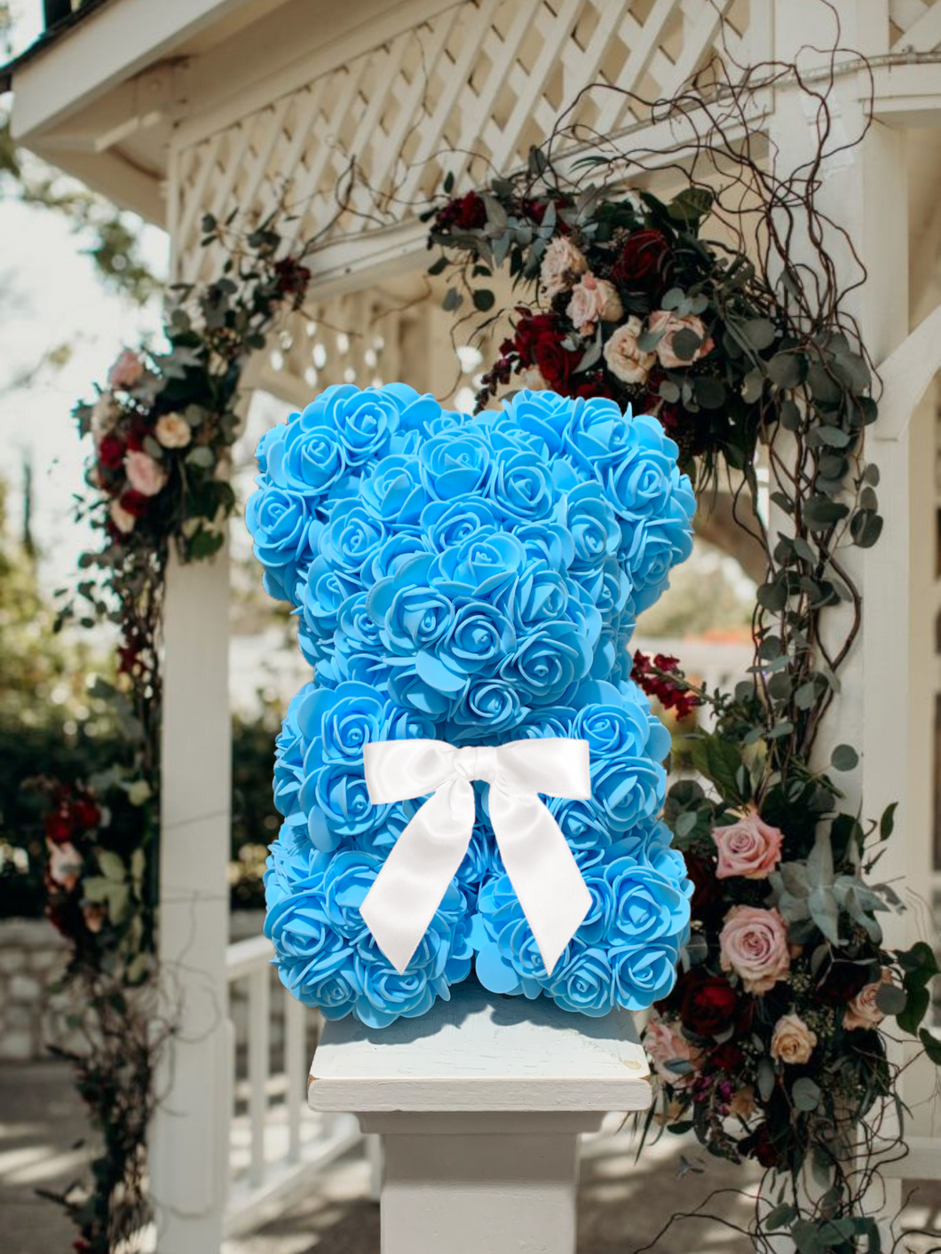 Blue Rose Teddy Bear